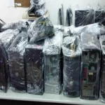 Wapped and packed computer hardware for relocation