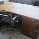 Three office chairs and tables