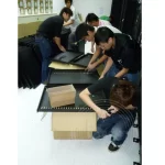 IT technicians are installing the server racks